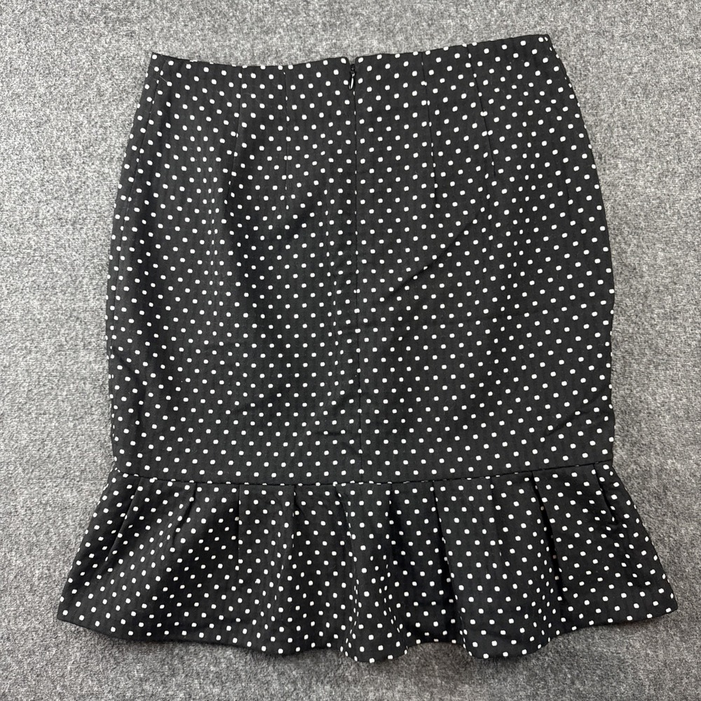 White House Black Market Womens‎ Sz 8 Ruffled Hem Polka Dot Flounce Skirt Office - Picture 2 of 8